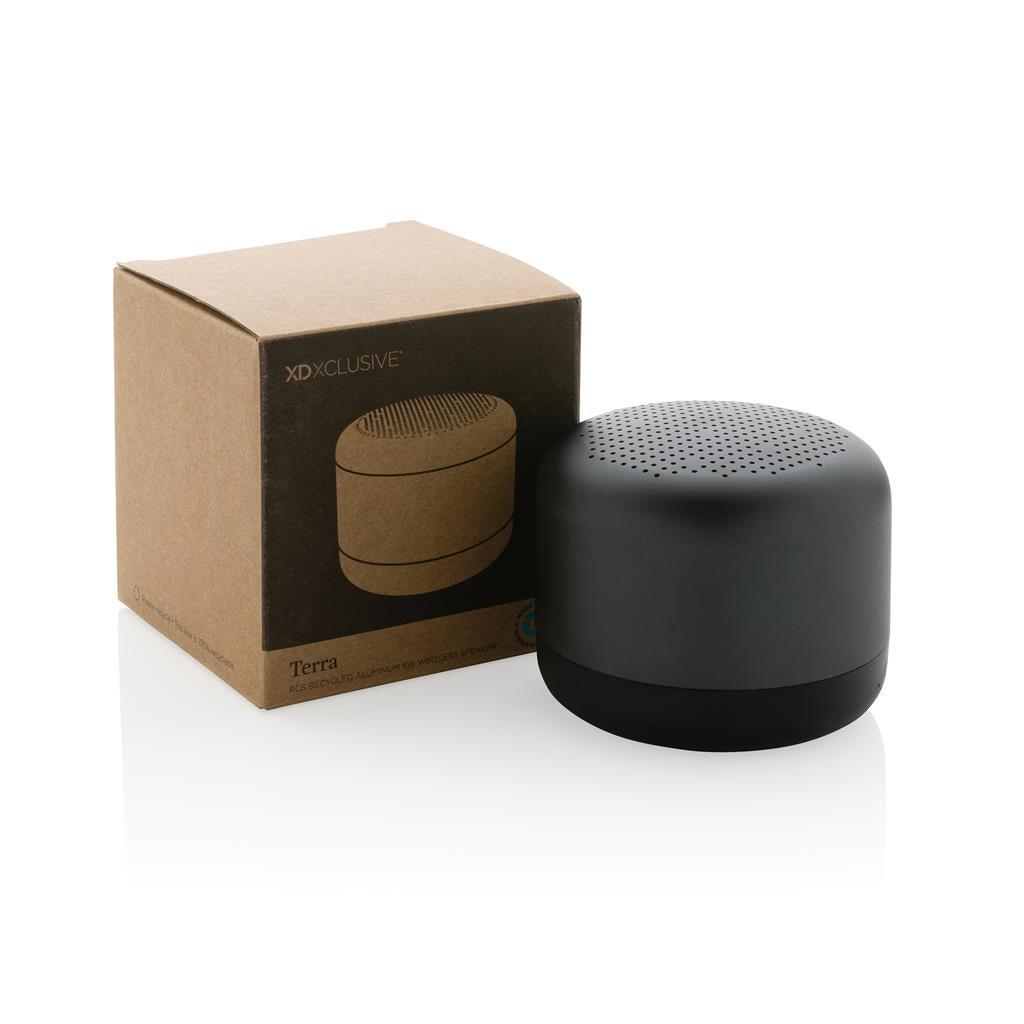 Terra RCS recycled aluminium 5W wireless speaker - illuminated