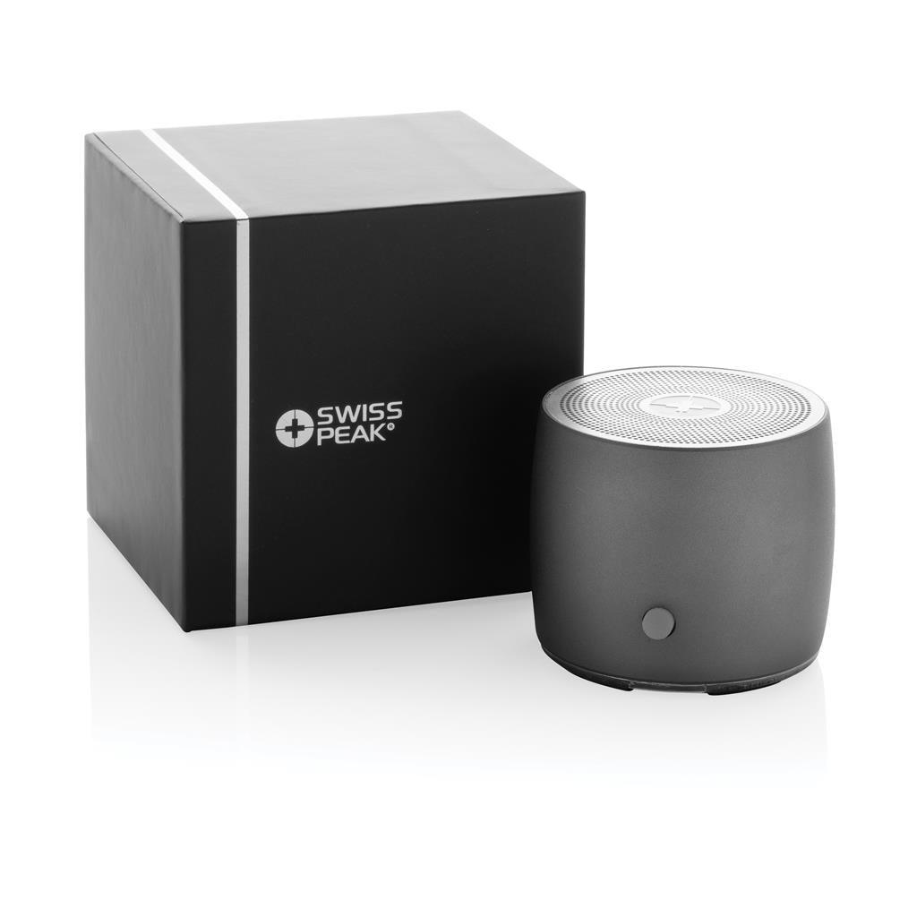 Swiss Peak RCS recycled aluminum 3W bass speaker - illuminated