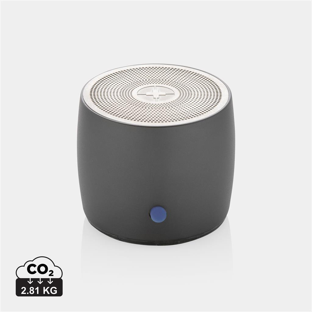 Swiss Peak RCS recycled aluminum 3W bass speaker - illuminated