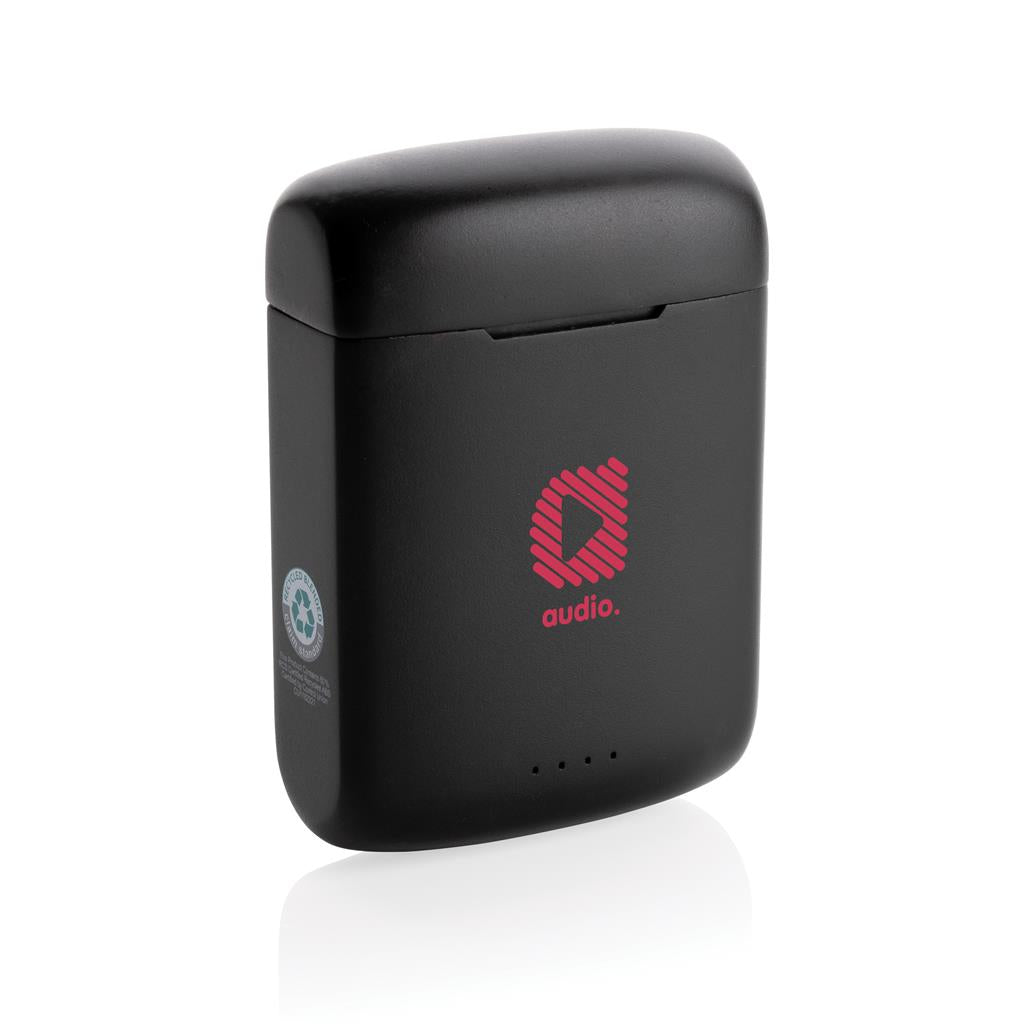 Skywave RCS recycled plastic solar earbuds - illuminated