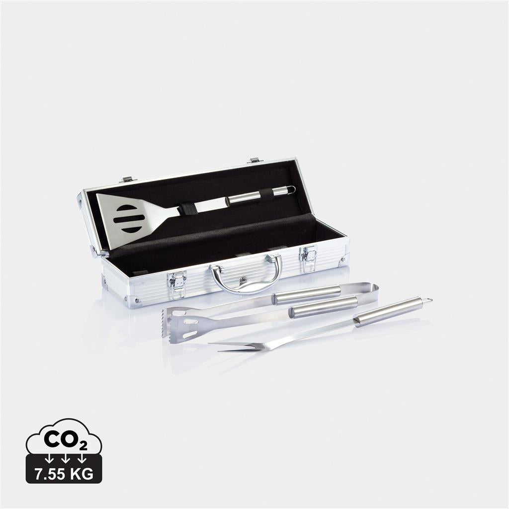 3 pcs barbecue set in aluminium box - illuminated