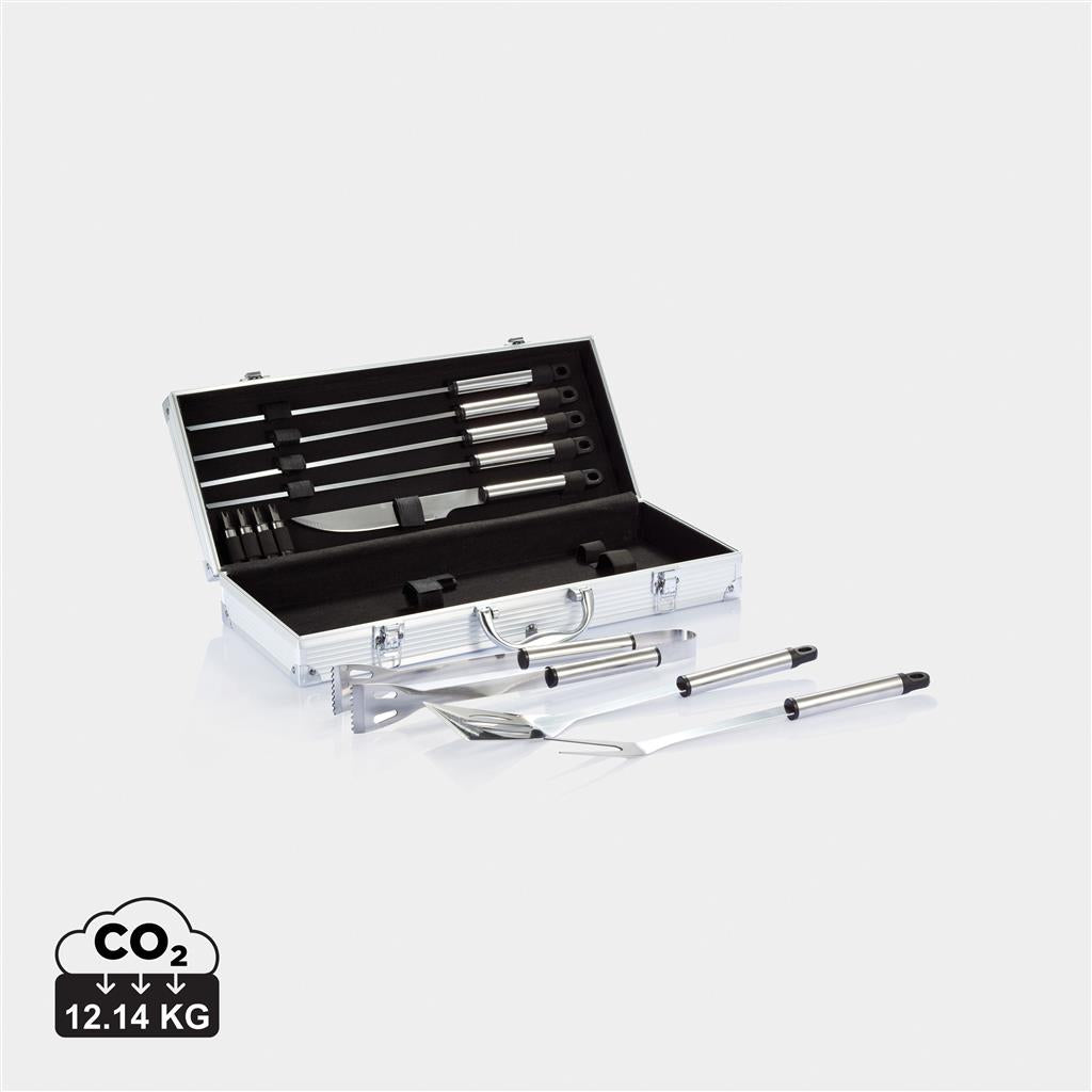 12 pcs barbecue set in aluminium box - illuminated