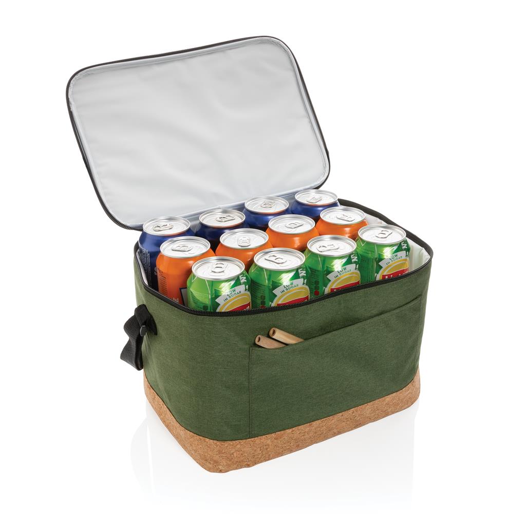 Impact AWARE™ XL RPET two tone cooler bag with cork detail - illuminated