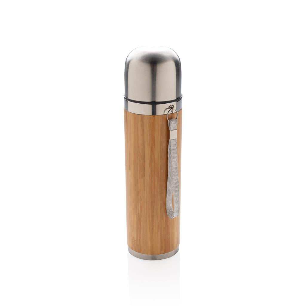 Bamboo vacuum travel flask - illuminated