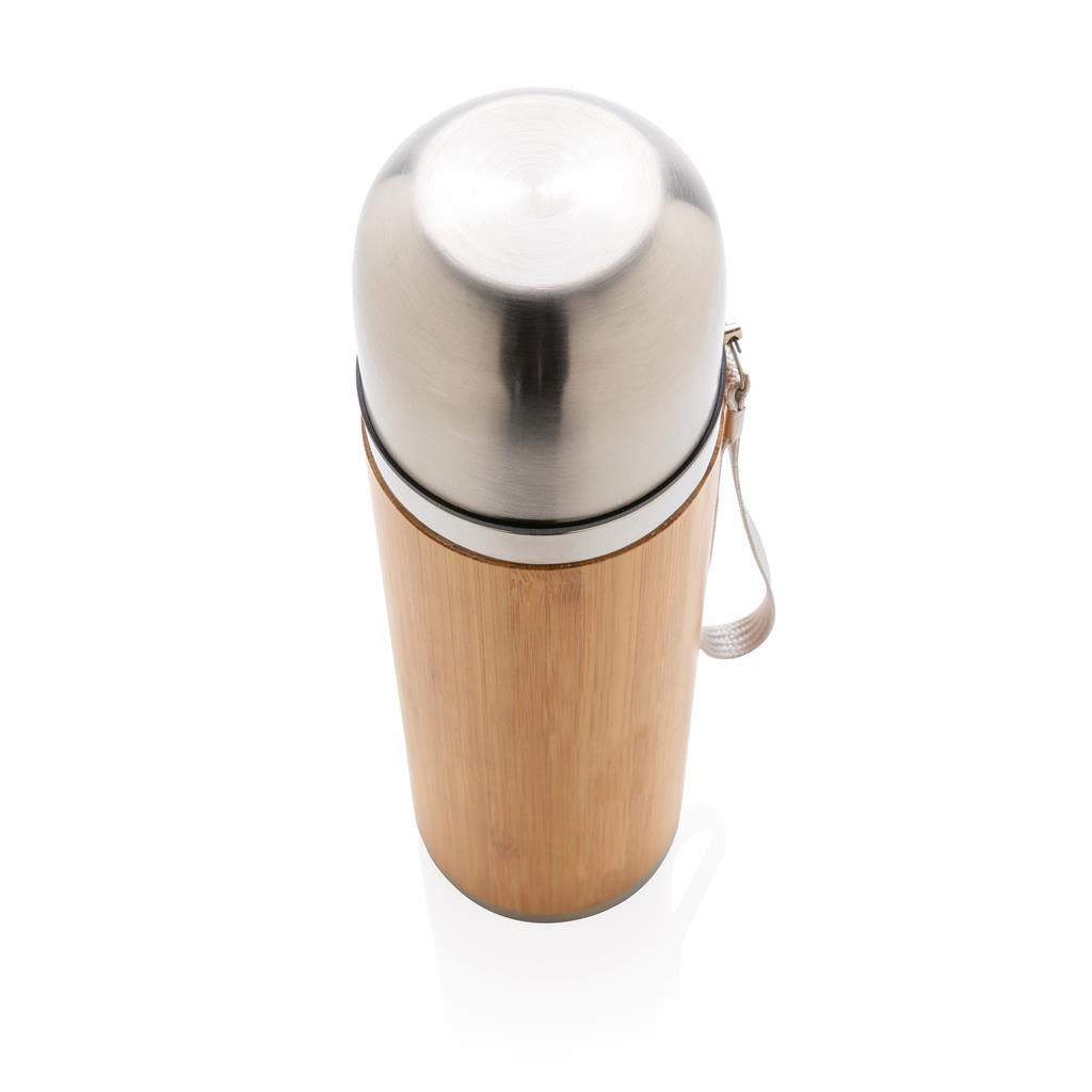 Bamboo vacuum travel flask - illuminated