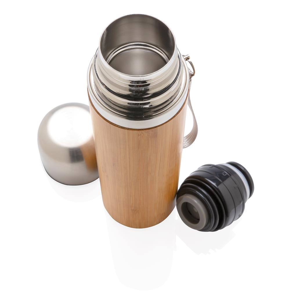 Bamboo vacuum travel flask - illuminated
