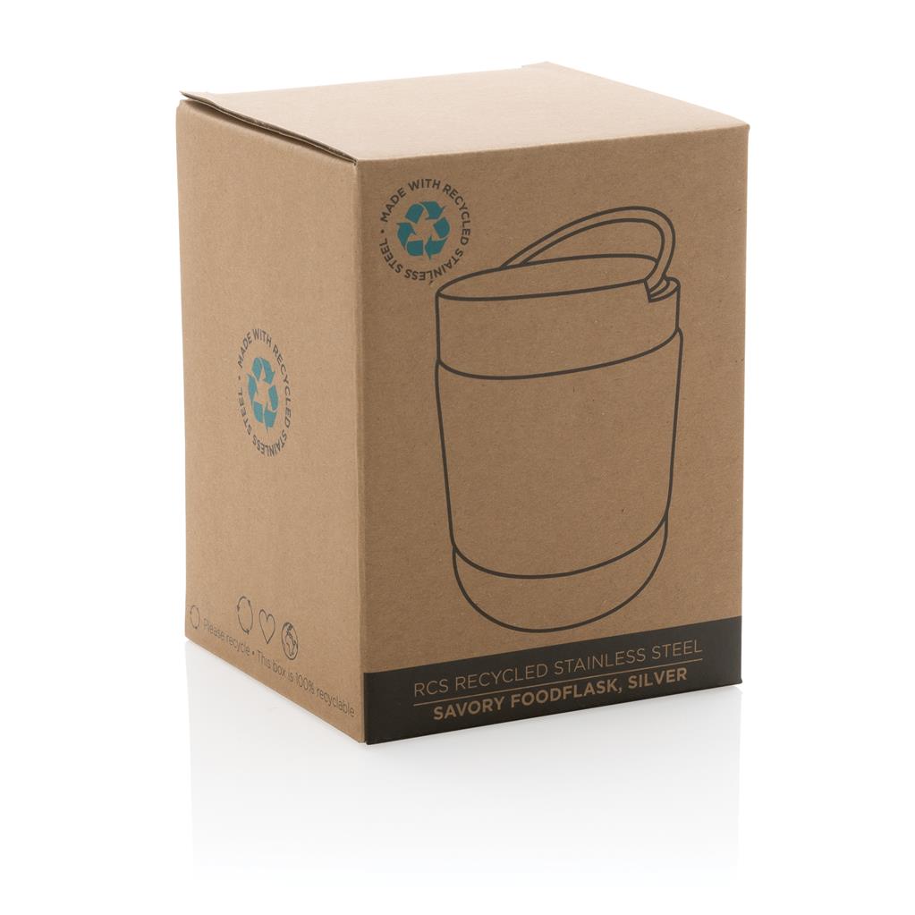Savory RCS certified recycled stainless steel foodflask - illuminated