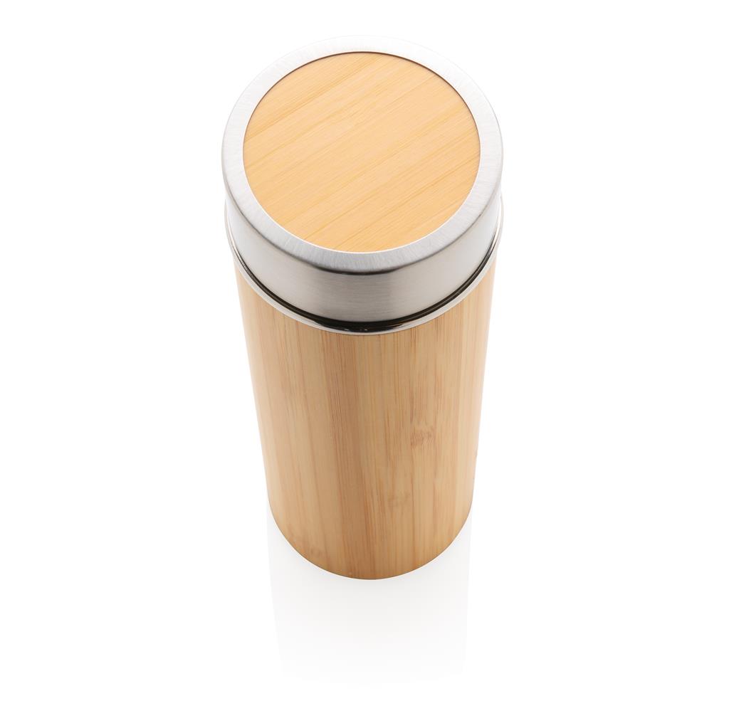 Leak proof bamboo vacuum bottle - illuminated