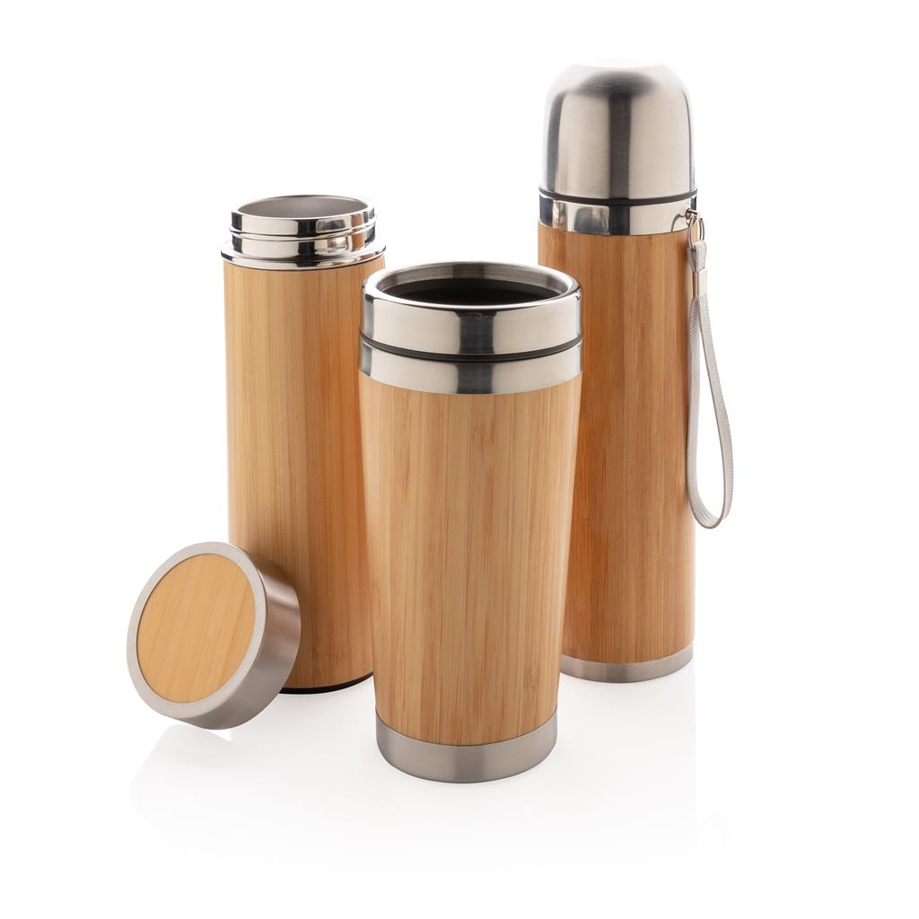 Leak proof bamboo vacuum bottle - illuminated