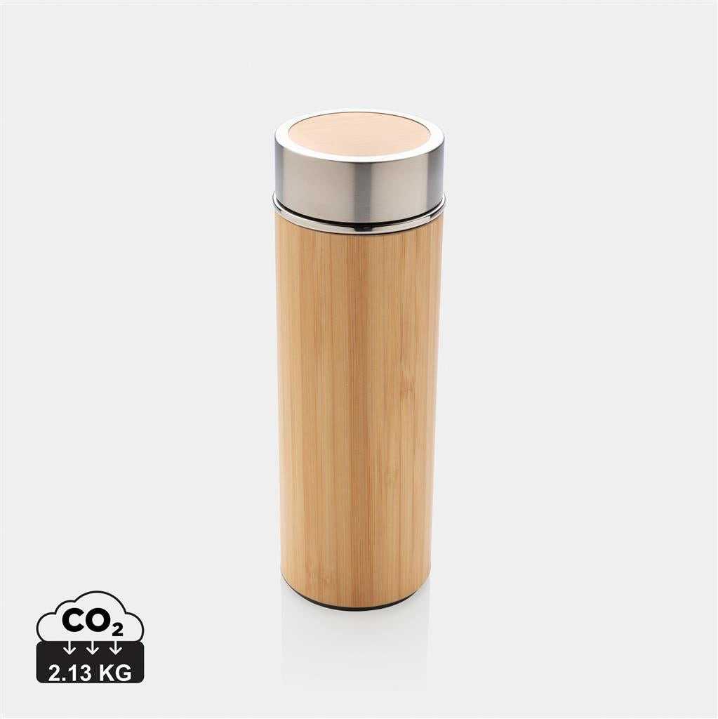 Leak proof bamboo vacuum bottle - illuminated