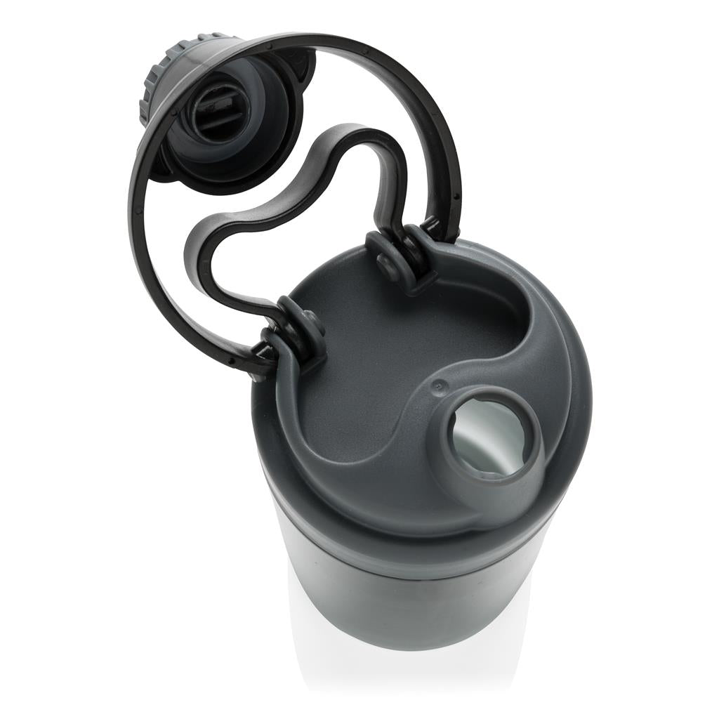 Leakproof bottle with wireless earbuds - illuminated