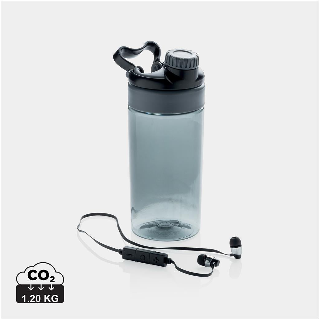 Leakproof bottle with wireless earbuds - illuminated
