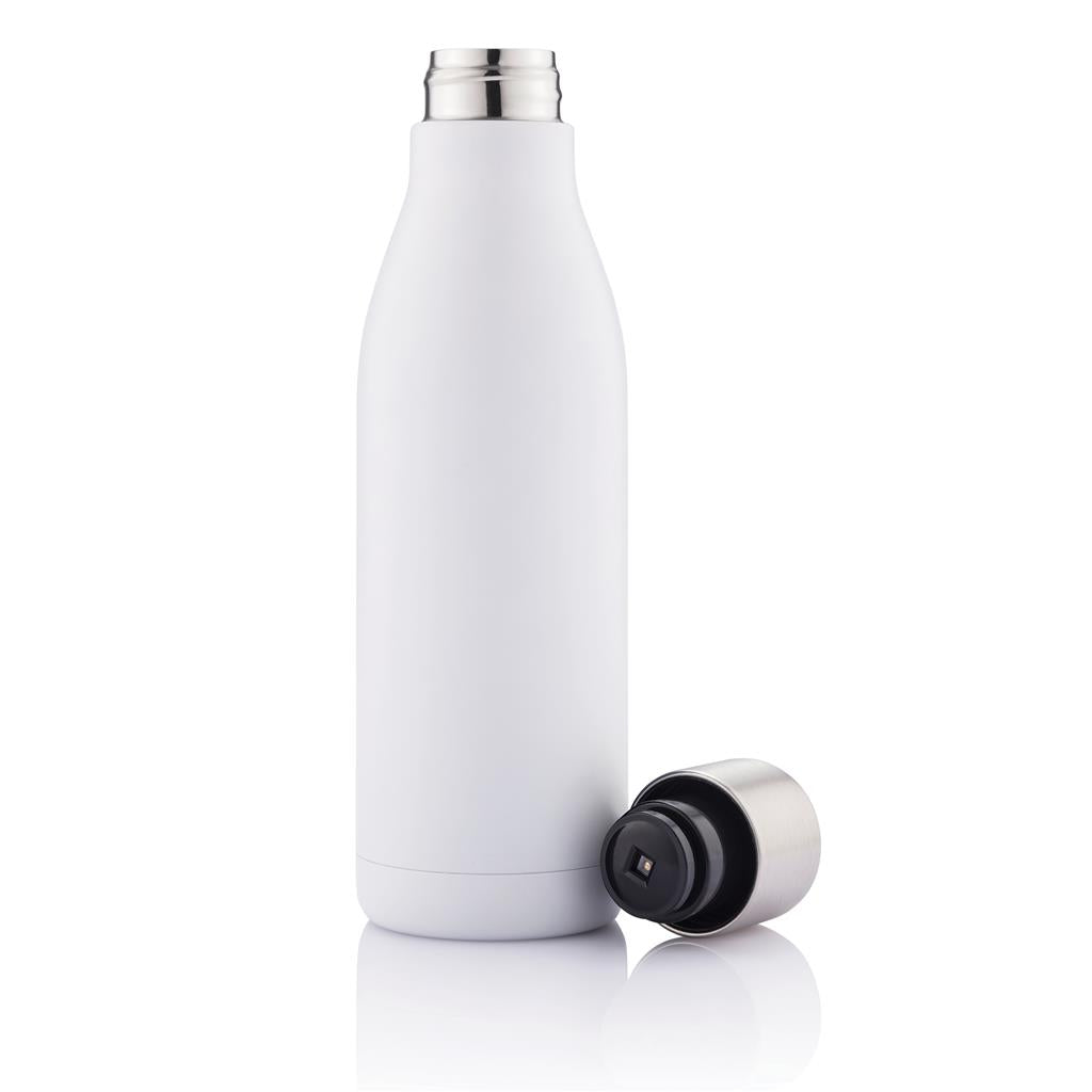 UV-C steriliser vacuum stainless steel bottle - illuminated