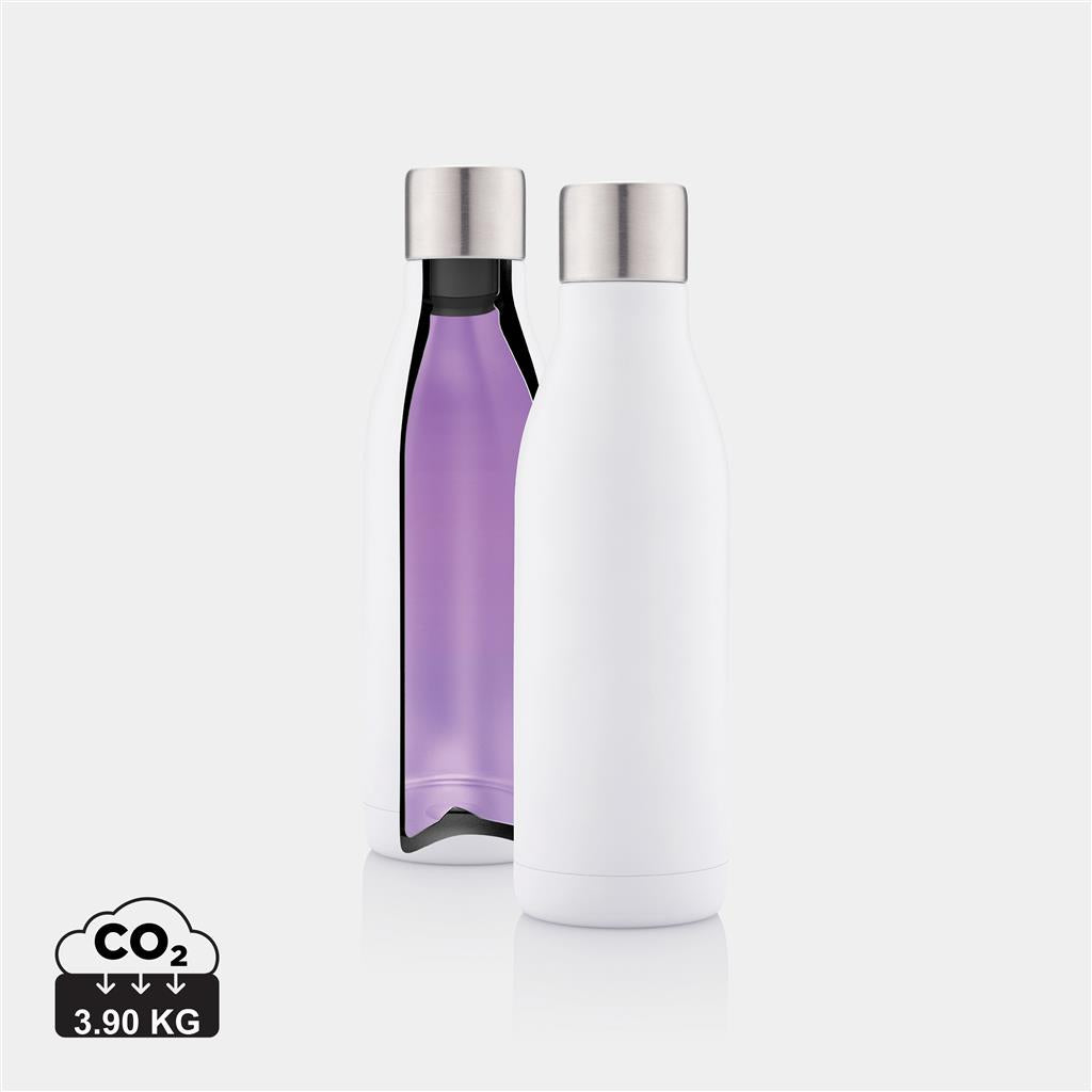 UV-C steriliser vacuum stainless steel bottle - illuminated