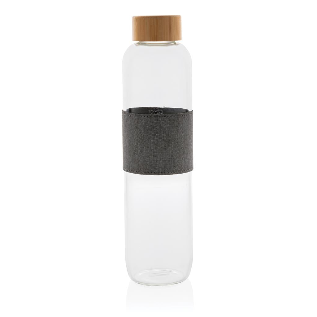 Impact borosilicate glass bottle with bamboo lid - illuminated