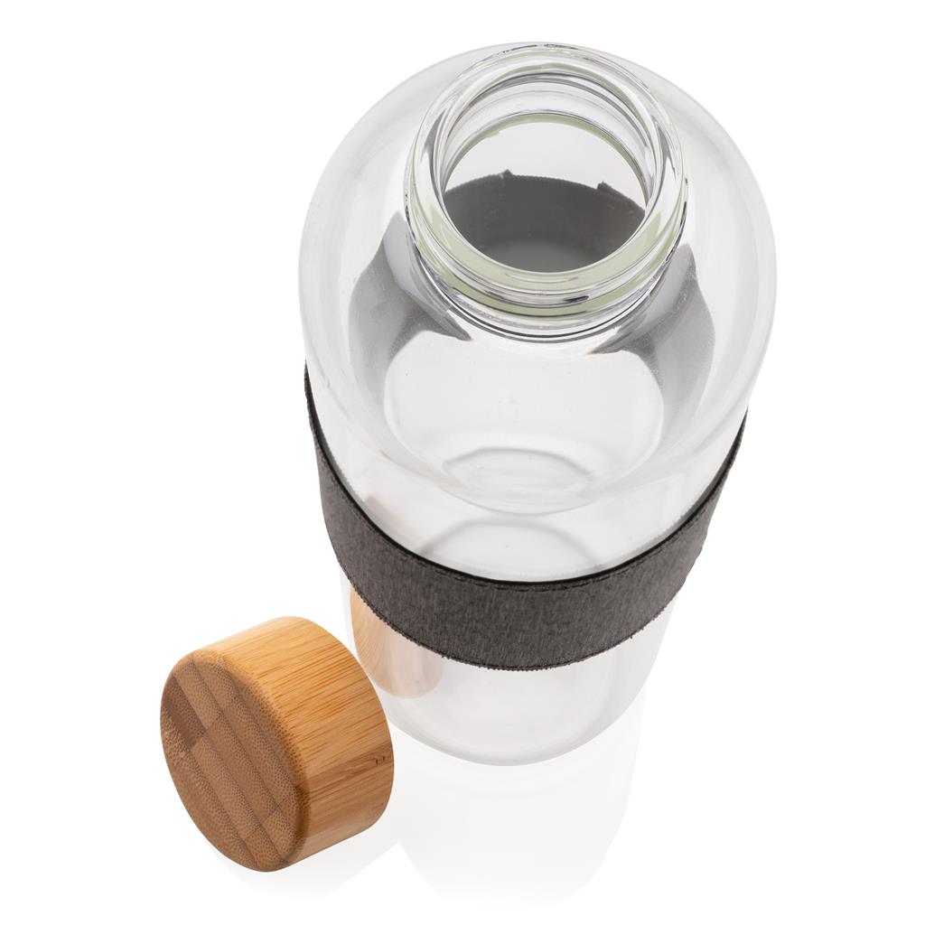 Impact borosilicate glass bottle with bamboo lid - illuminated