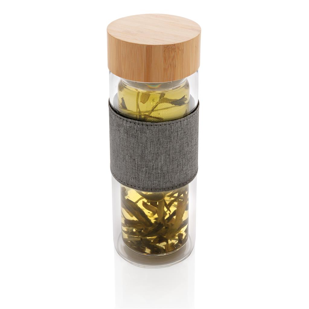 Impact double wall borosilicate glass bottle - illuminated