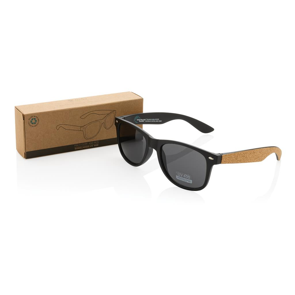 GRS recycled PC plastic sunglasses with cork - illuminated