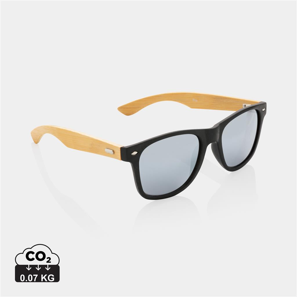 Bamboo and RCS recycled plastic sunglasses - illuminated