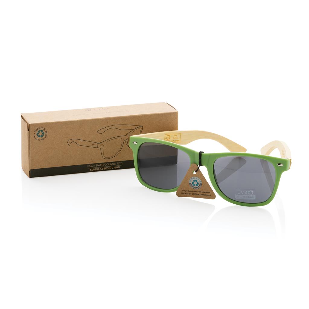 Bamboo and RCS recycled plastic sunglasses - illuminated