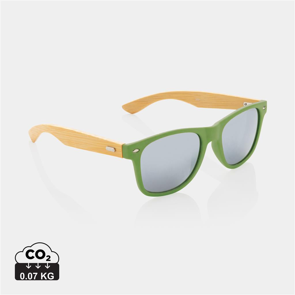 Bamboo and RCS recycled plastic sunglasses - illuminated