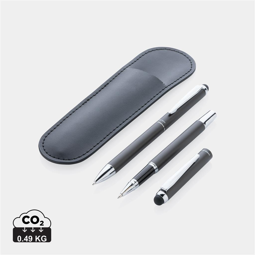Swiss Peak deluxe pen set in PU pouch - illuminated