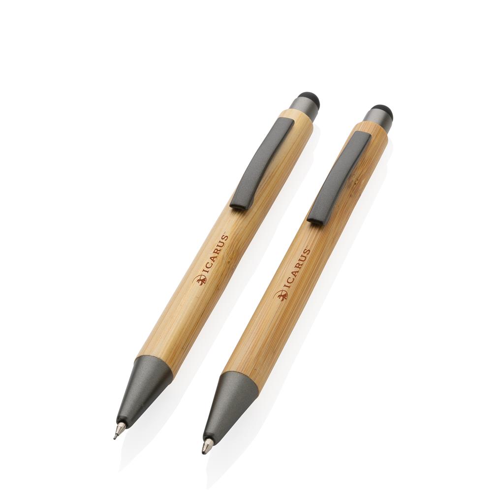 Bamboo modern pen set in box - illuminated