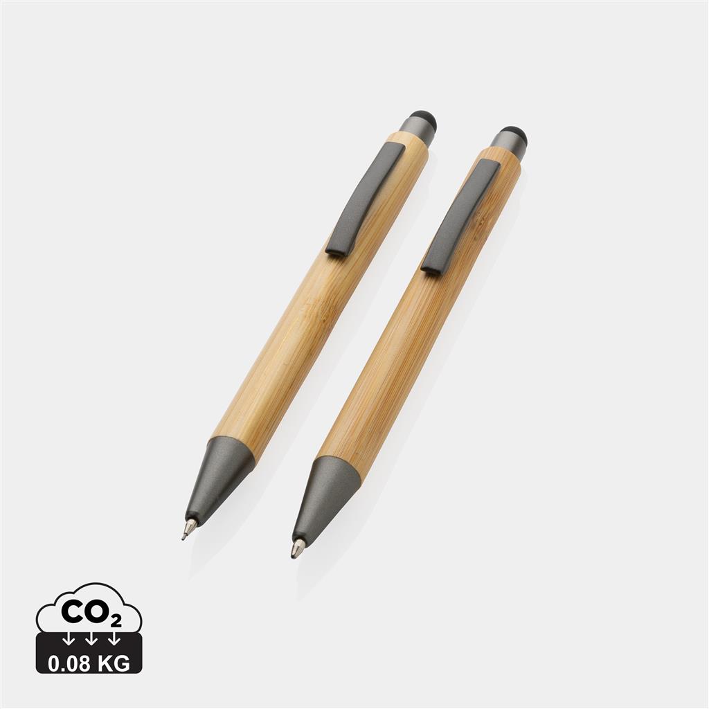 Bamboo modern pen set in box - illuminated