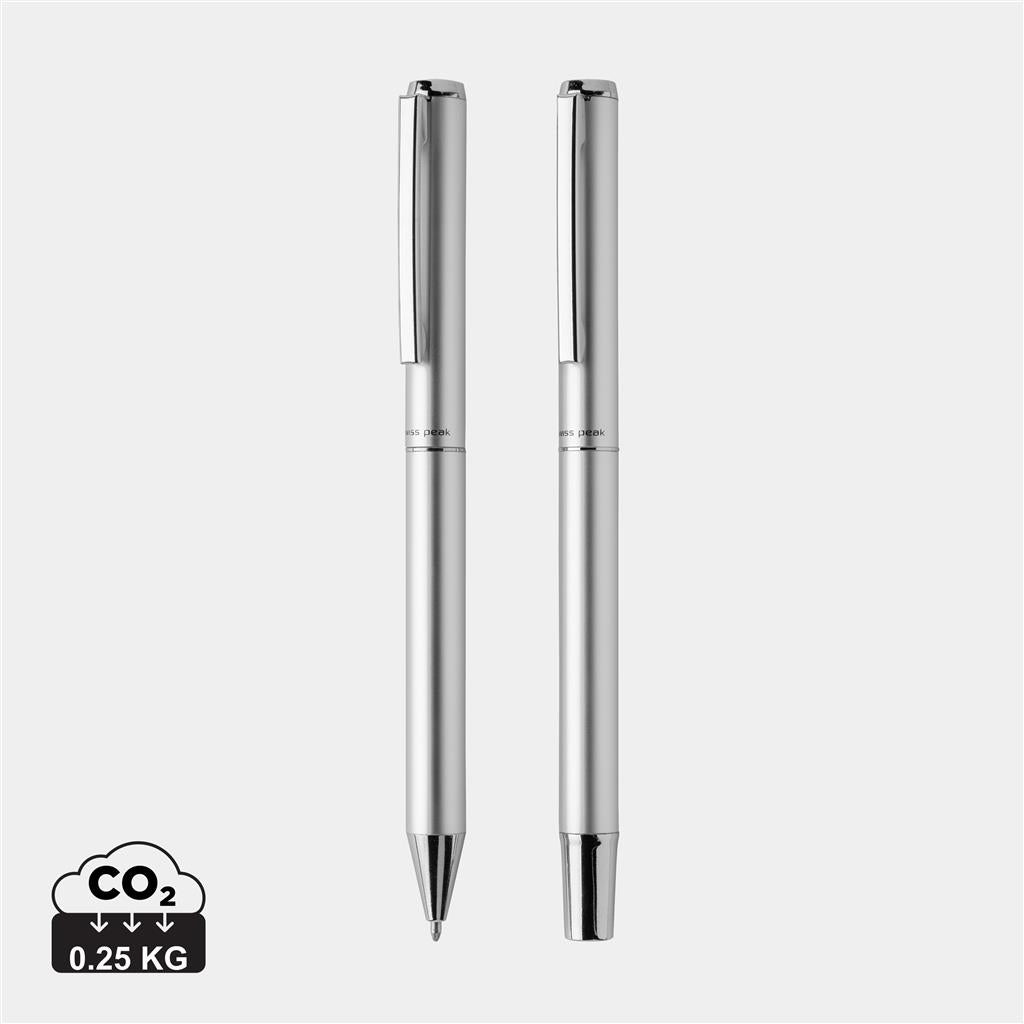 Swiss Peak Cedar RCS certified recycled aluminum pen set - illuminated