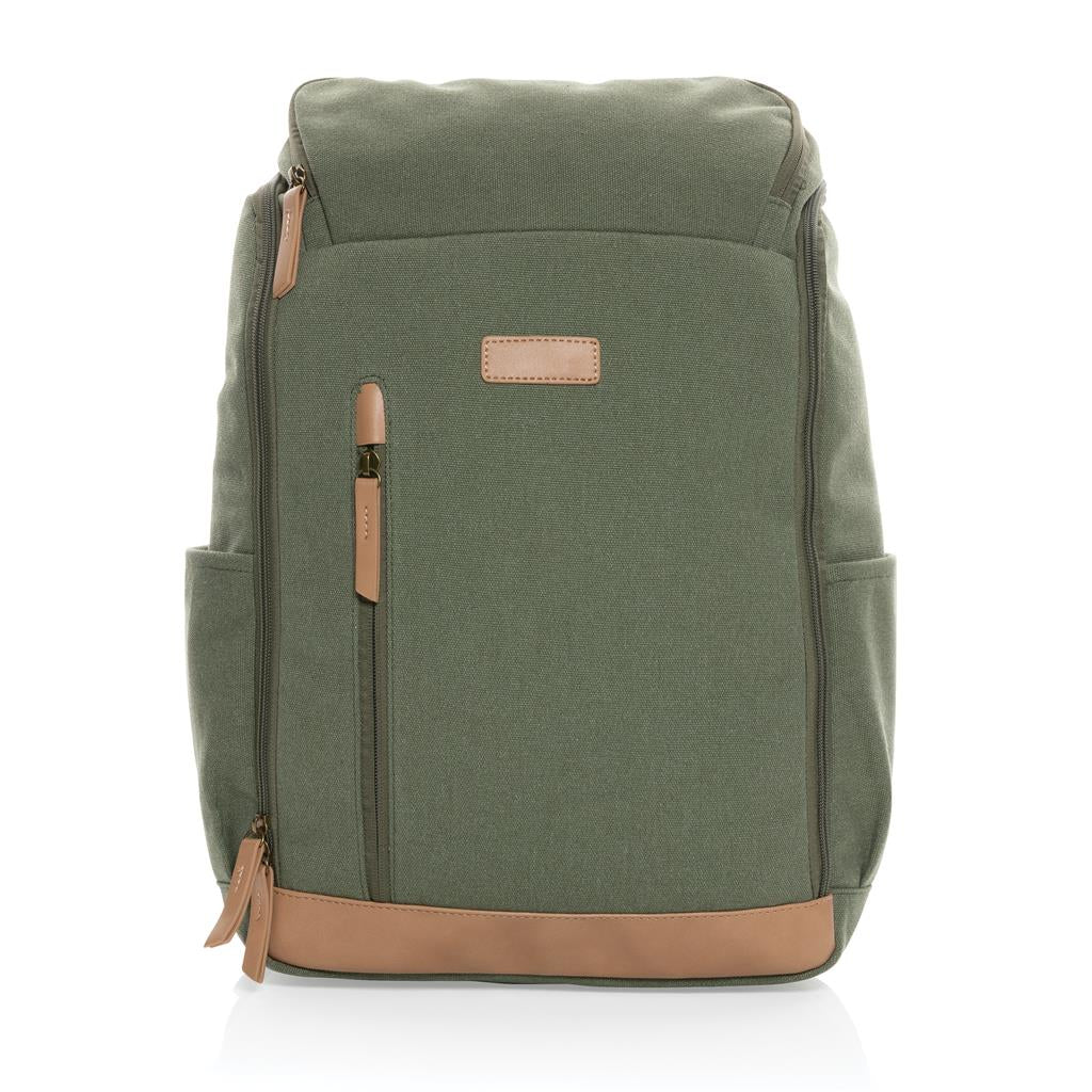 Impact AWARE™ 16 oz. recycled canvas 15" laptop backpack - illuminated