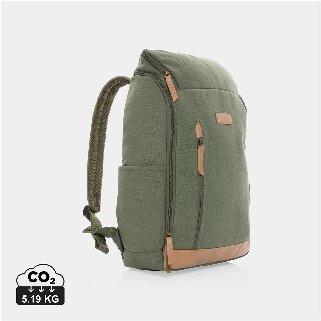 Impact AWARE™ 16 oz. recycled canvas 15" laptop backpack - illuminated