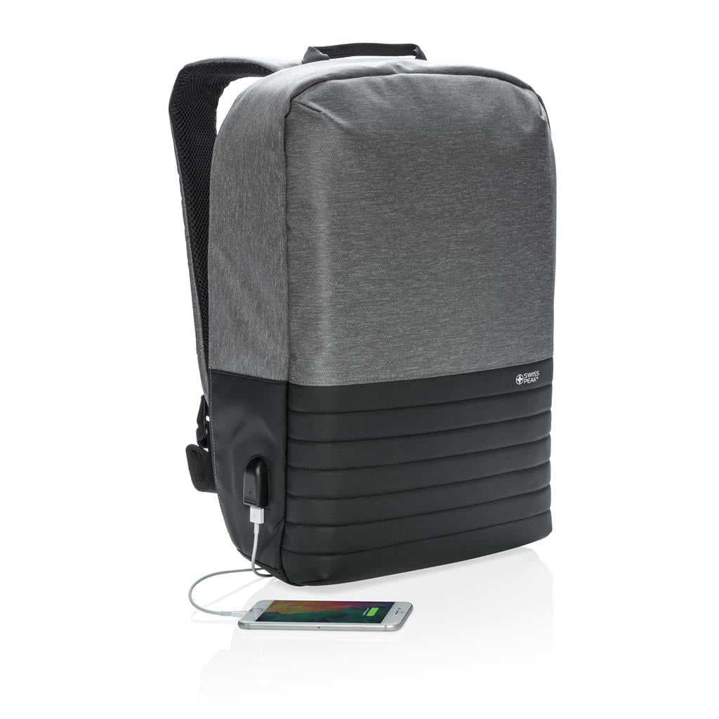 "Swiss Peak RFID anti-theft 15.6"" laptop backpack" - illuminated