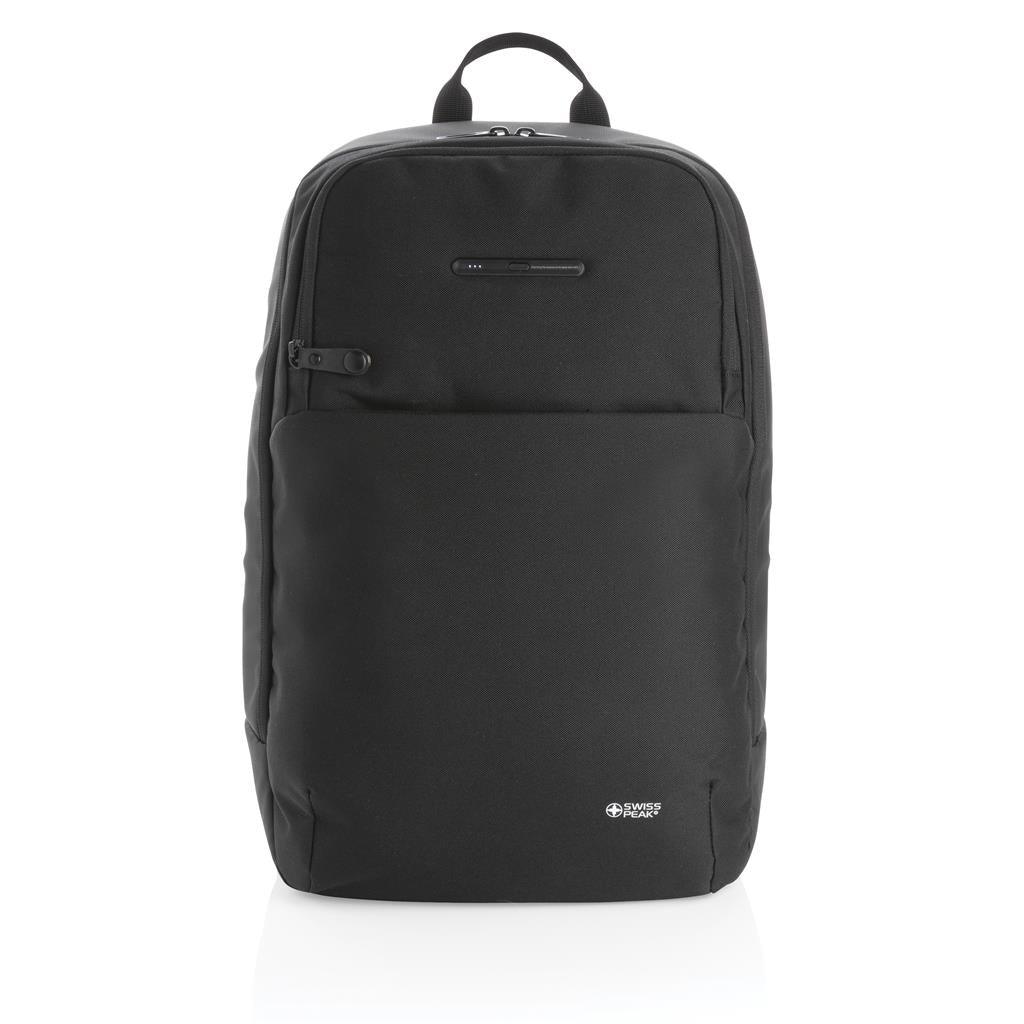 Swiss Peak laptop backpack with UV-C steriliser pocket - illuminated