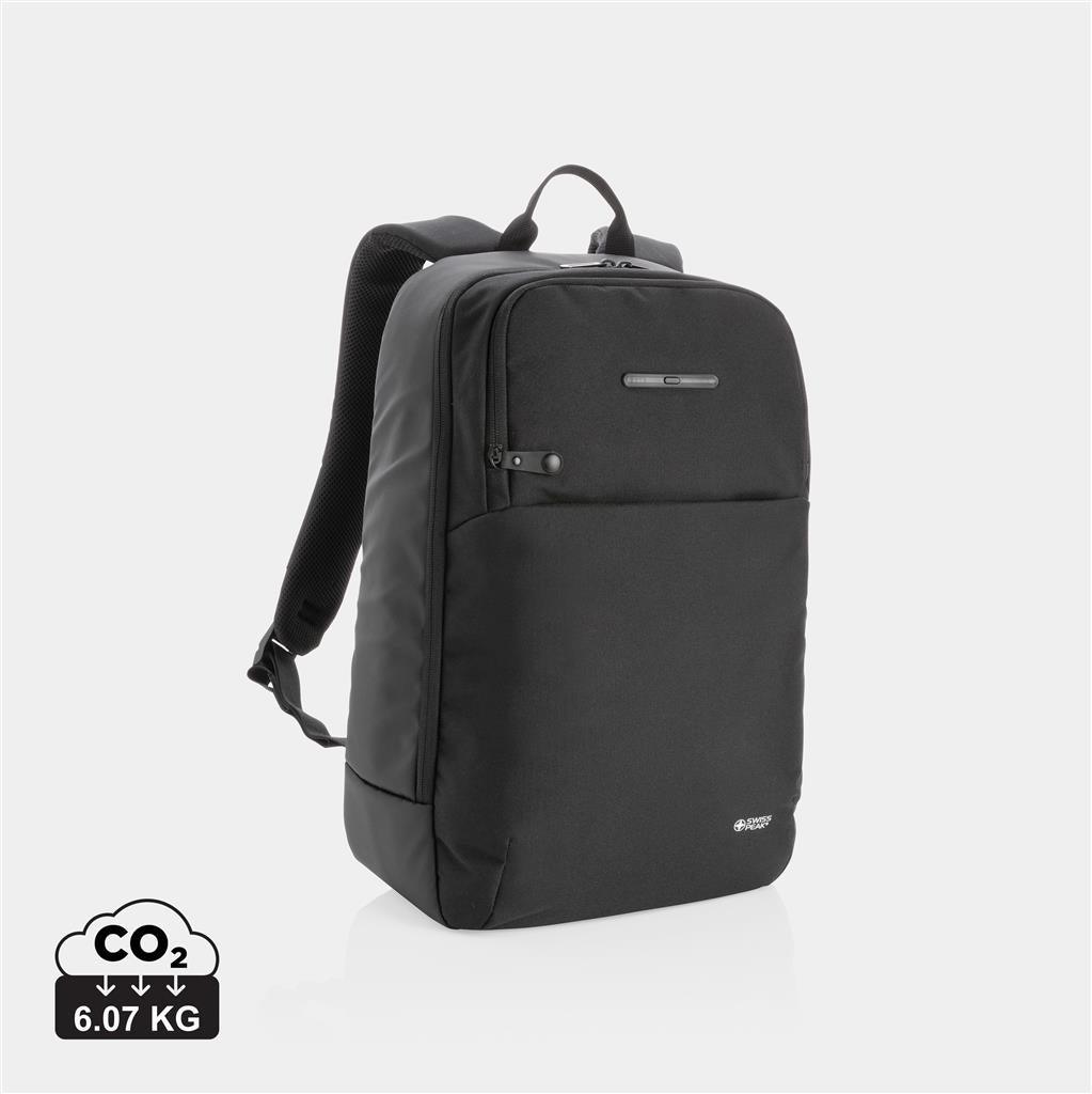 Swiss Peak laptop backpack with UV-C steriliser pocket - illuminated