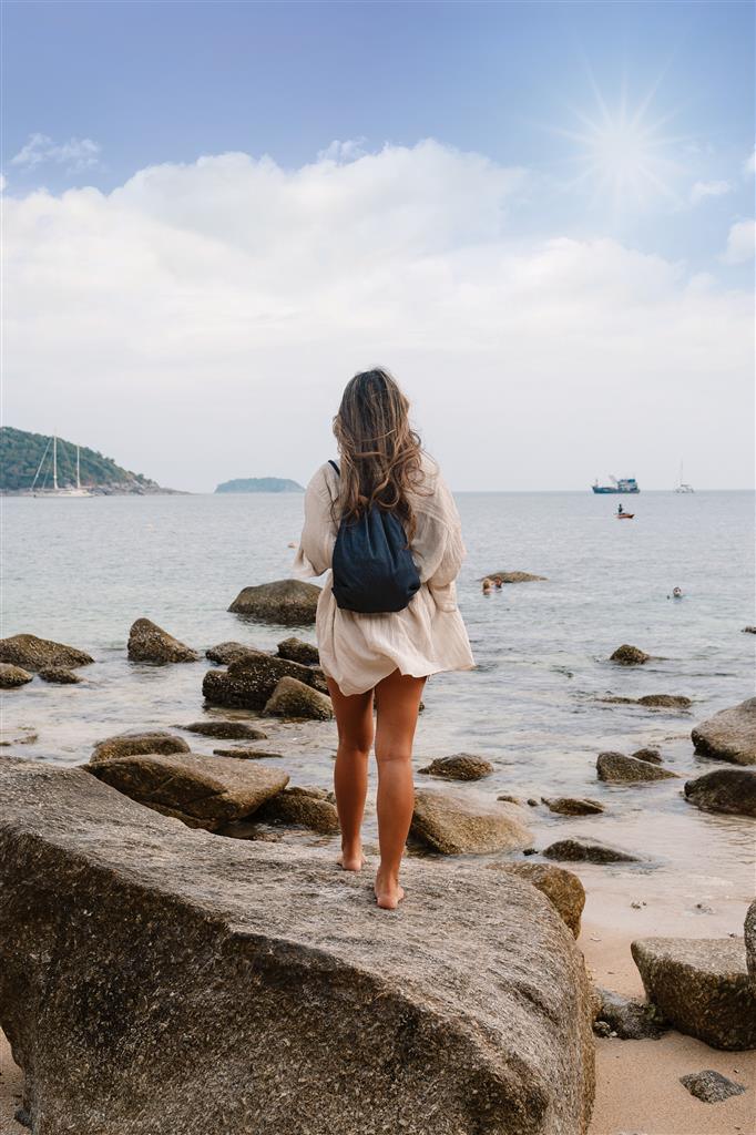 Impact AWARE™ recycled denim drawstring backpack - illuminated