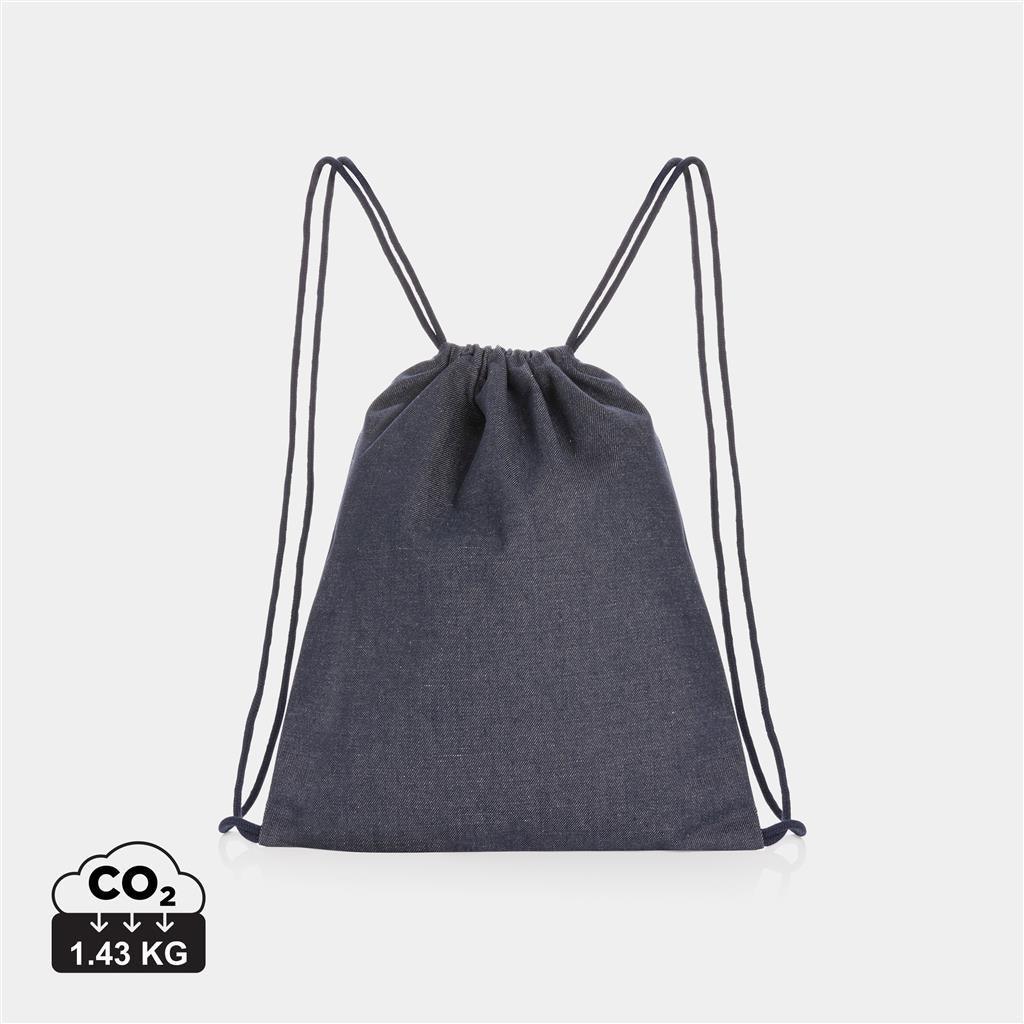 Impact AWARE™ recycled denim drawstring backpack - illuminated