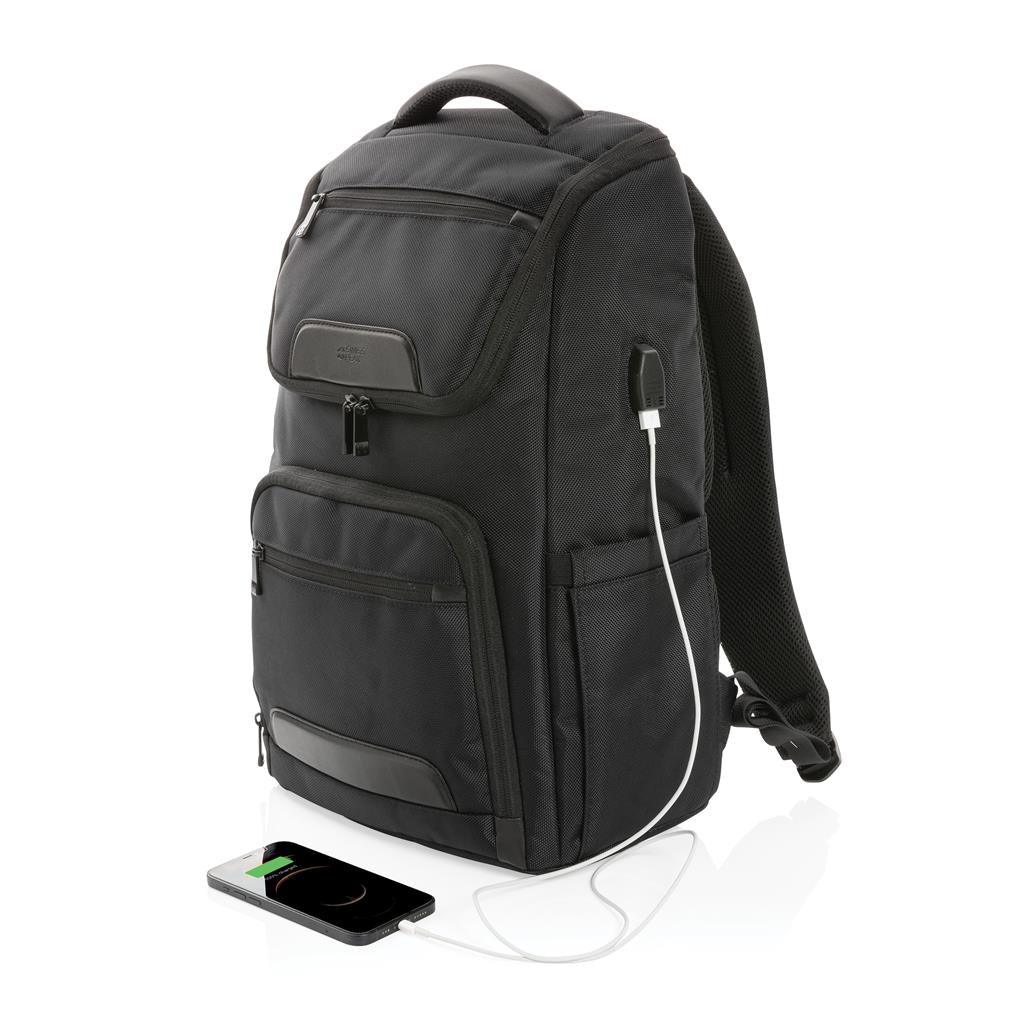 Swiss Peak AWARE™ RPET Voyager 15.6" laptop backpack - illuminated