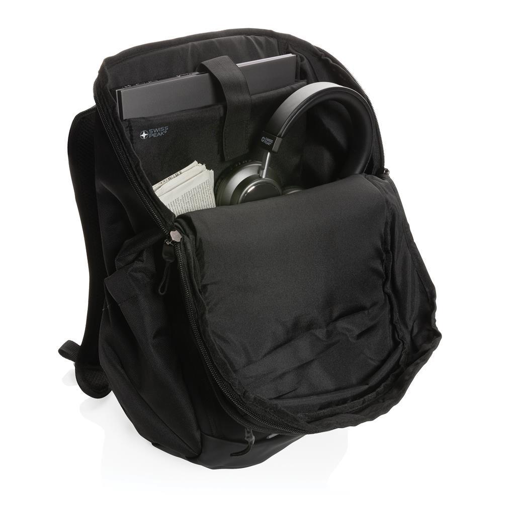 Swiss Peak AWARE™ RPET 15.6 inch business backpack - illuminated