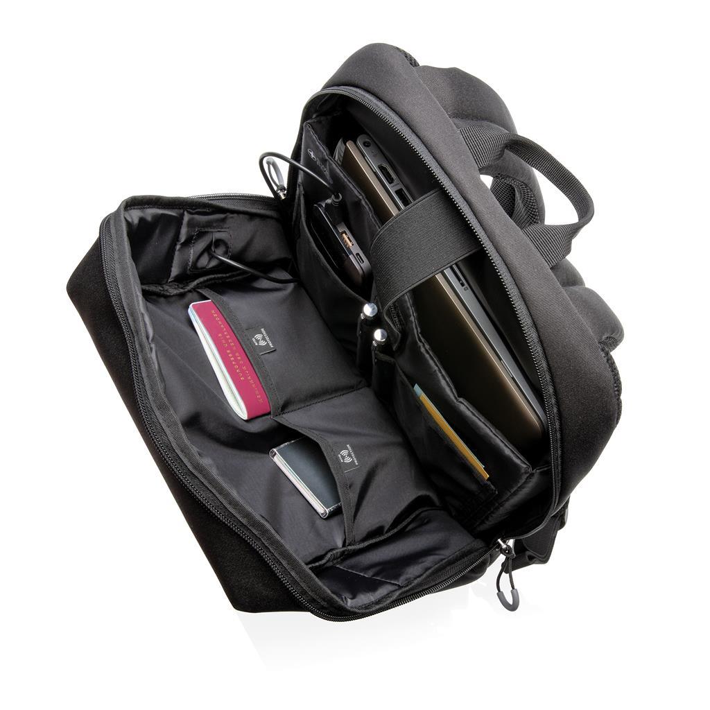 Swiss Peak AWARE™ RFID and USB A laptop backpack - illuminated