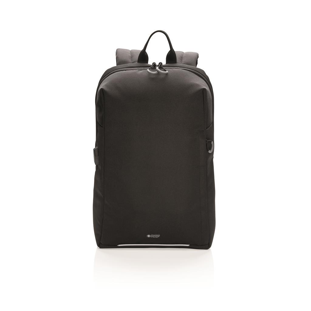 Swiss Peak AWARE™ RFID and USB A laptop backpack - illuminated