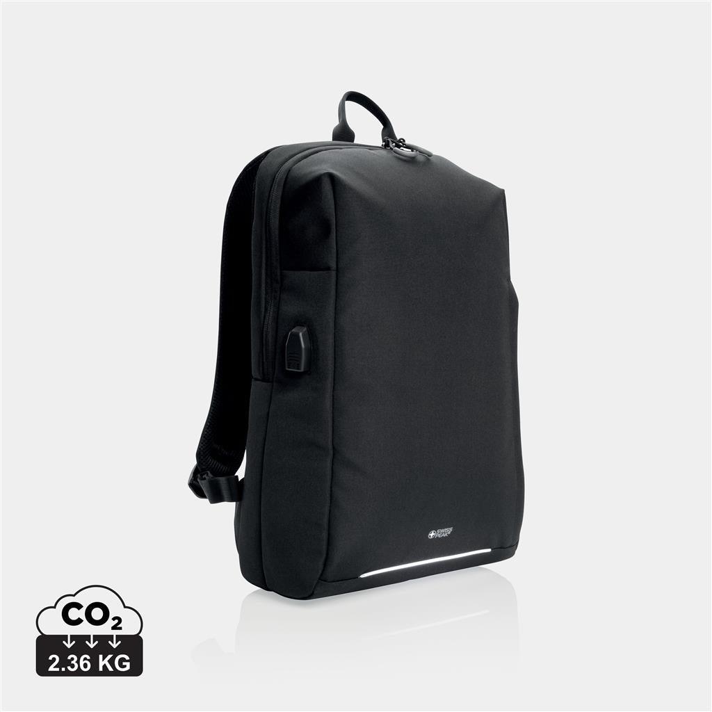 Swiss Peak AWARE™ RFID and USB A laptop backpack - illuminated
