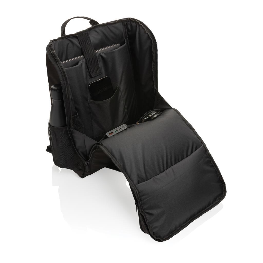 Pedro AWARE™ RPET deluxe backpack with 5W solar panel - illuminated