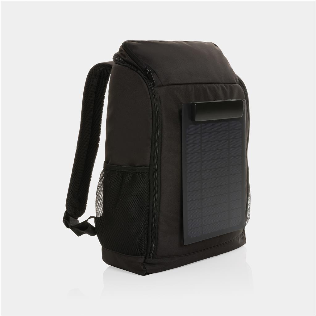 Pedro AWARE™ RPET deluxe backpack with 5W solar panel - illuminated
