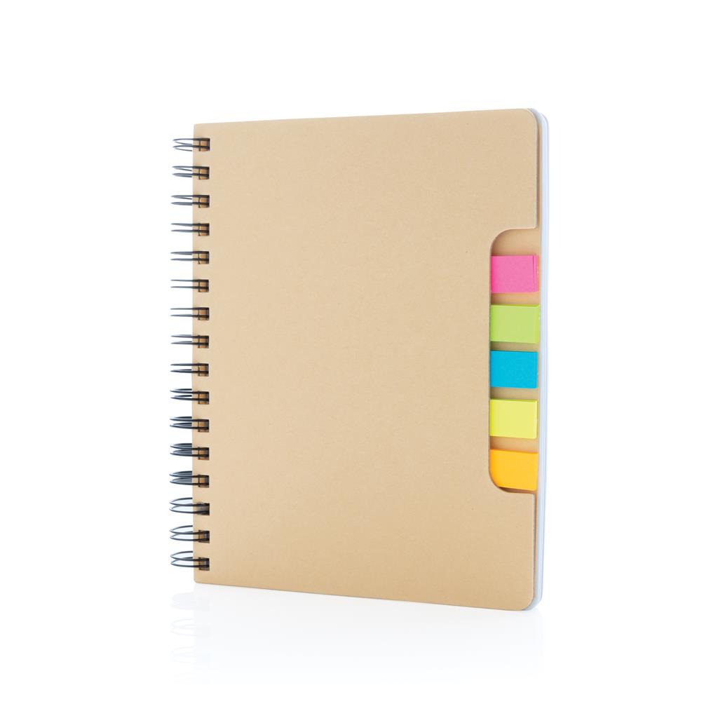 A5 Kraft spiral notebook with sticky notes - illuminated