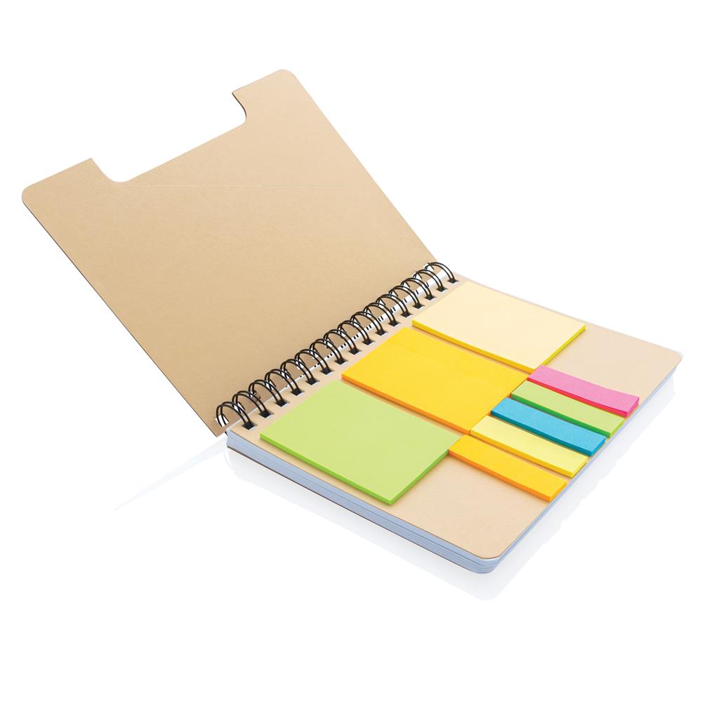 A5 Kraft spiral notebook with sticky notes - illuminated