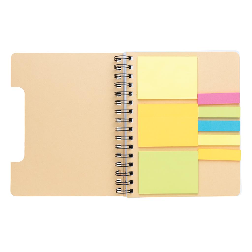 A5 Kraft spiral notebook with sticky notes - illuminated