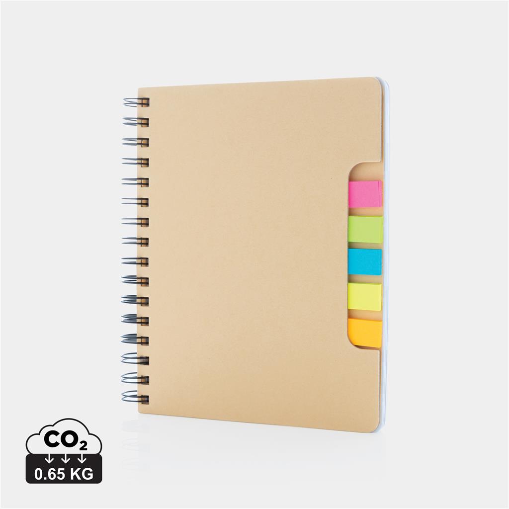 A5 Kraft spiral notebook with sticky notes - illuminated