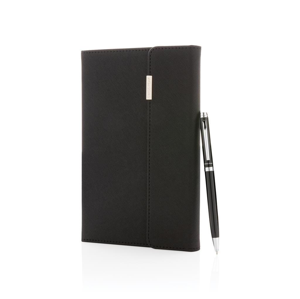 Swiss Peak deluxe A5 notebook and pen set - illuminated