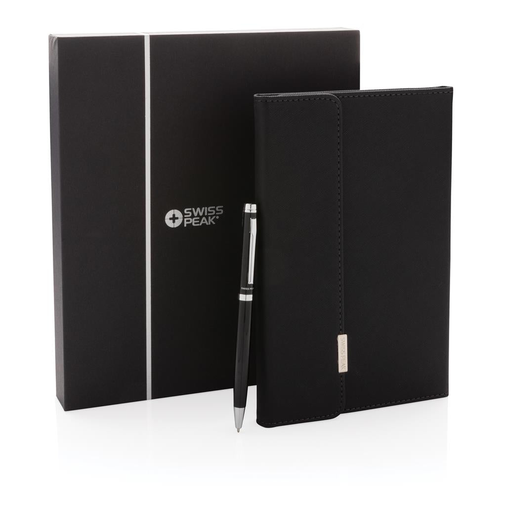 Swiss Peak deluxe A5 notebook and pen set - illuminated