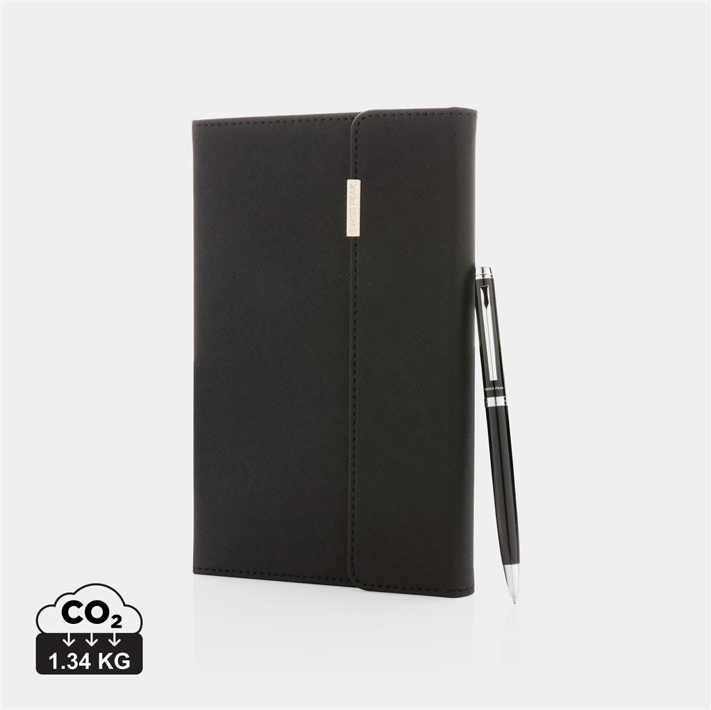 Swiss Peak deluxe A5 notebook and pen set - illuminated